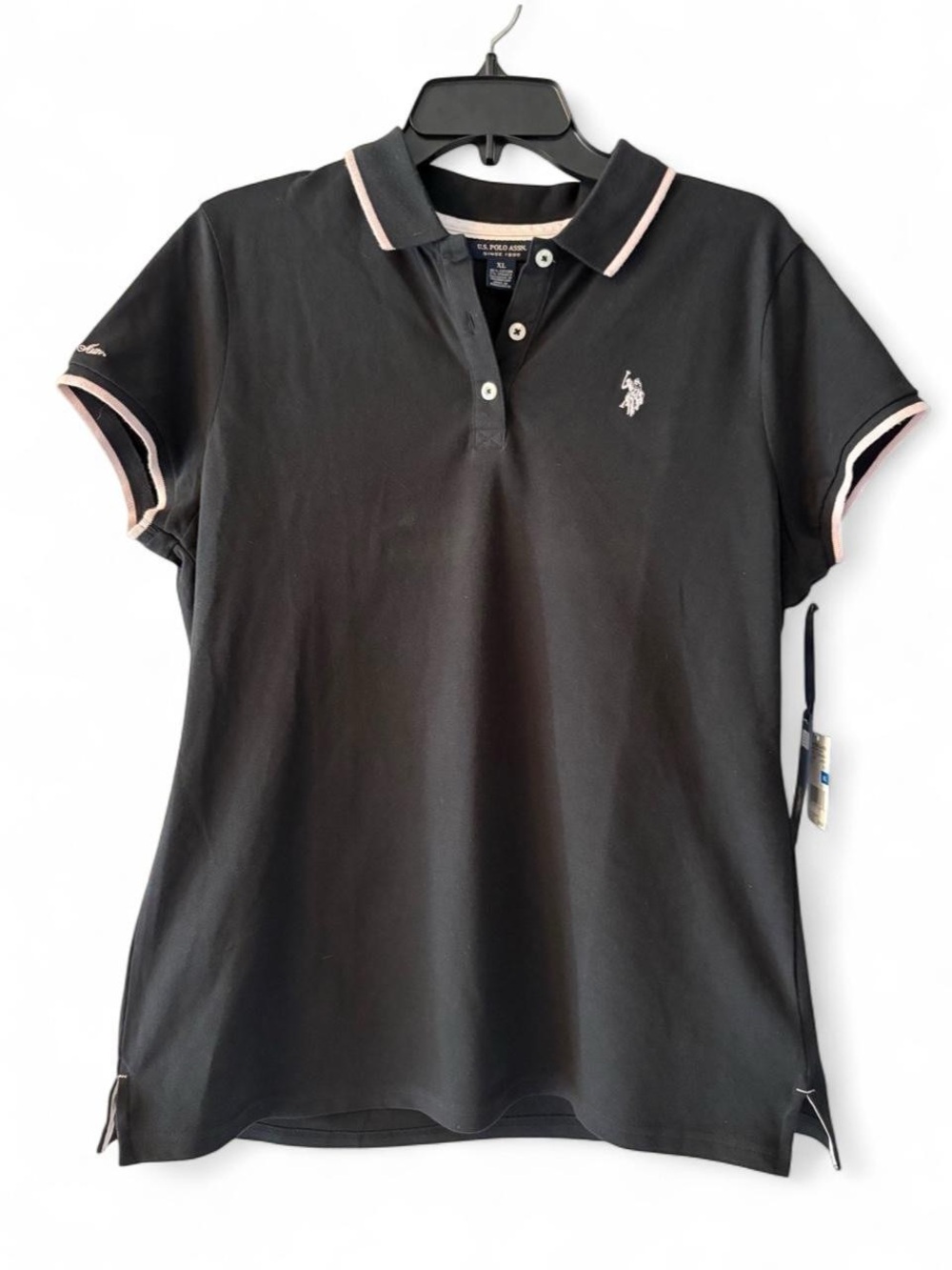 U.S. Polo Assn. Black Polo with Pale Pink Trim